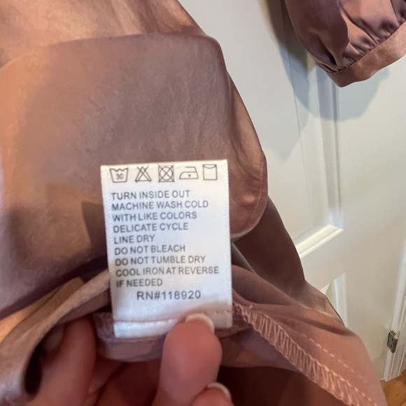 Lucy Paris - Adonia Satin Long Sleeve Mini Wrap Dress - Dusty Rose - XS - NWOT - Picture 13 of 16